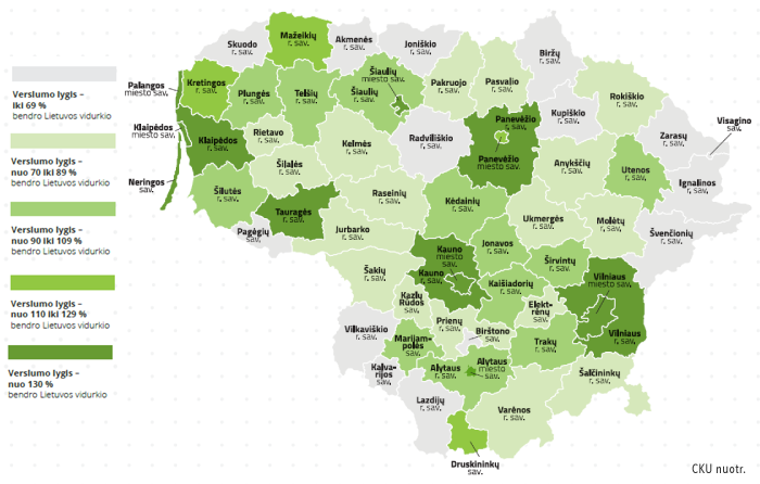 Lietuvos regionų verslumo žemėlapis: pirmauja didmiesčiai ir pajūrio kurortai