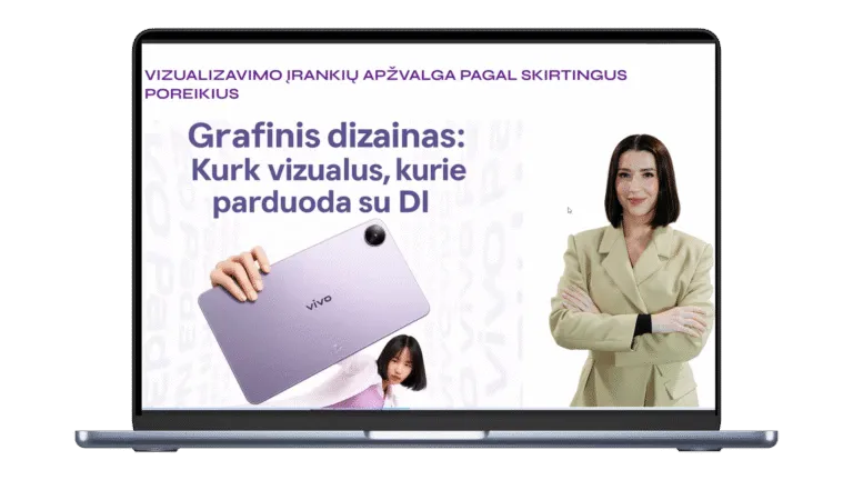 Dirbtinio Intelekto praktinis panaudojimas: kaip kurti profesionalius vizualus socialiniams tinklams, el. parduotuvėms ir prekės ženklui – internetinių mokymų įrašai