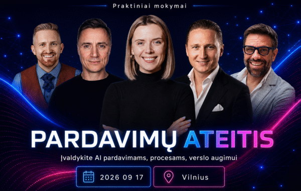 PARDAVIMŲ ATEITIS: Įvaldykite AI pardavimams, procesams, verslo augimui
