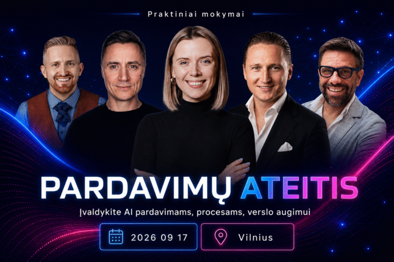 PARDAVIMŲ ATEITIS: Įvaldykite AI pardavimams, procesams, verslo augimui